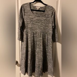 Gray 1X Maternity Knee Length Long Sleeve Heavyweight Dress
